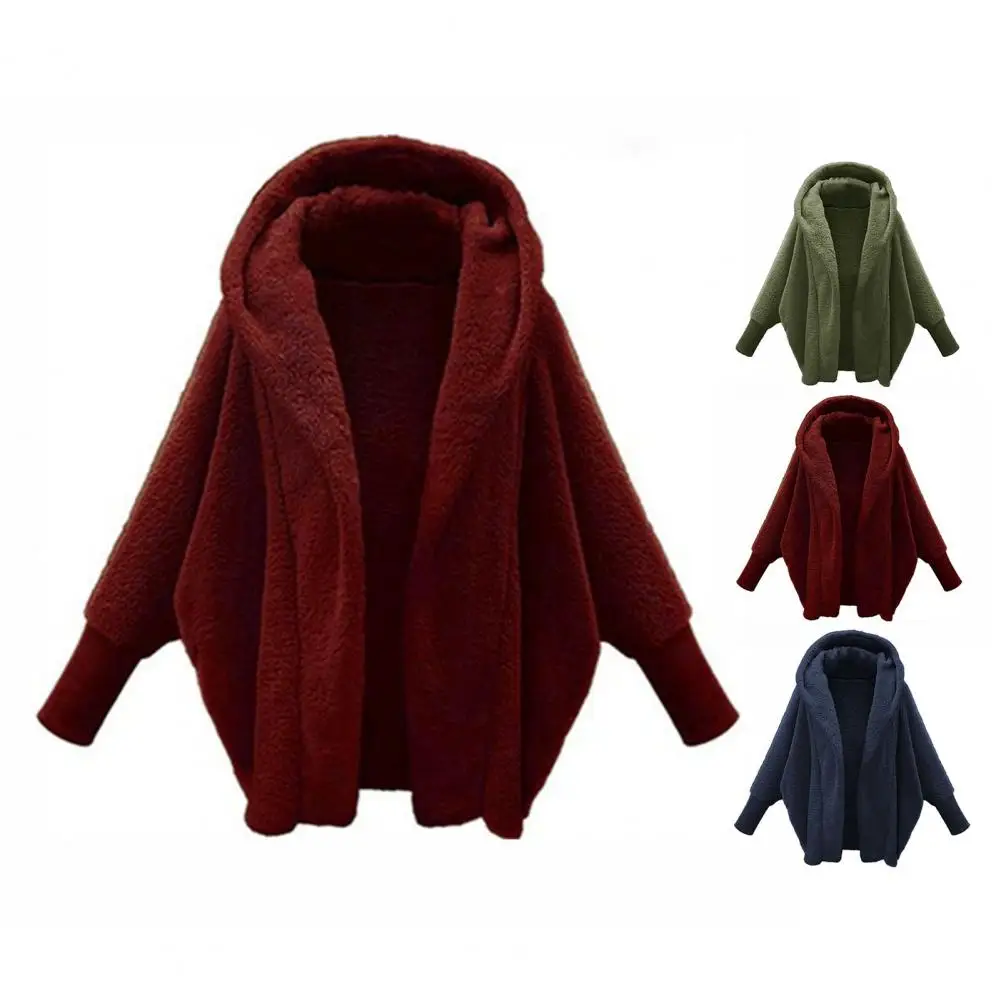 

Плюшевое пальто, утепленная теплая верхняя одежда, женское плюшевое пальто с капюшоном и длинным рукавом, однотонная флисовая куртка для осени и зимы