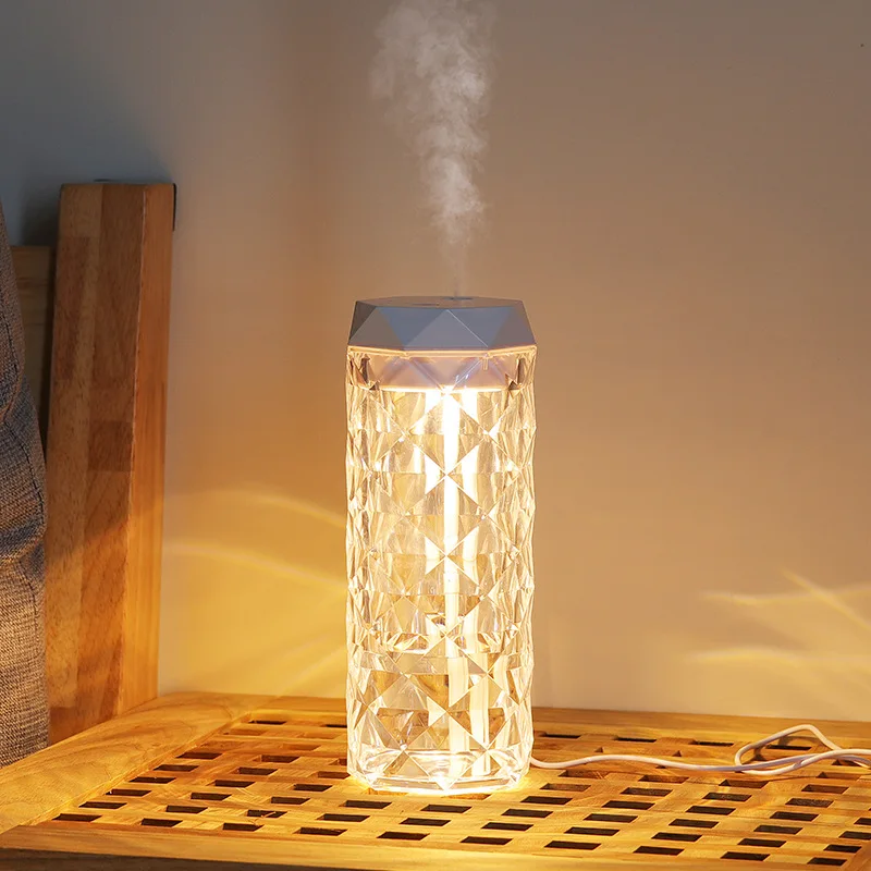 

New cross-border desktop home USB nightlight bedroom small aromatreatment spray air purifier crystal humidifier