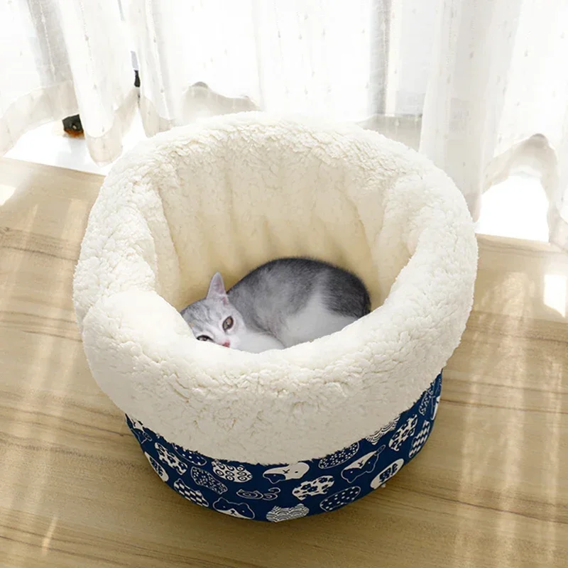 

Sleeping Pet Kitten Cave Plush Small Puppy Bed Thicken Medium Soft Bag House Comfortable Kennel Winter Cat Basket Warm Nest Dogs