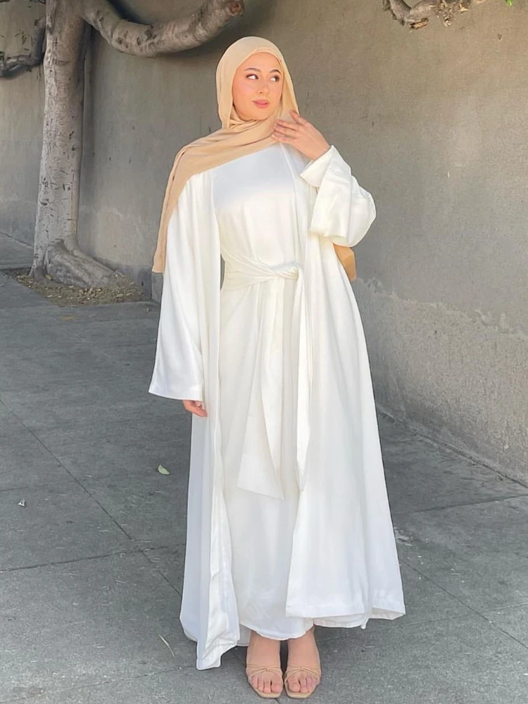 2 Piece Satin Abaya Kimono Matching Muslim Set Eid Open Abayas for Women Dubai Hijab Dress Wrap Skirt Islam Modest Outfit Kaftan
2 Piece Satin Abaya Kimono Matching Muslim Set Eid Open Abayas for Women Dubai Hijab Dress Wrap Skirt Islam Modest Outfit Kaftan