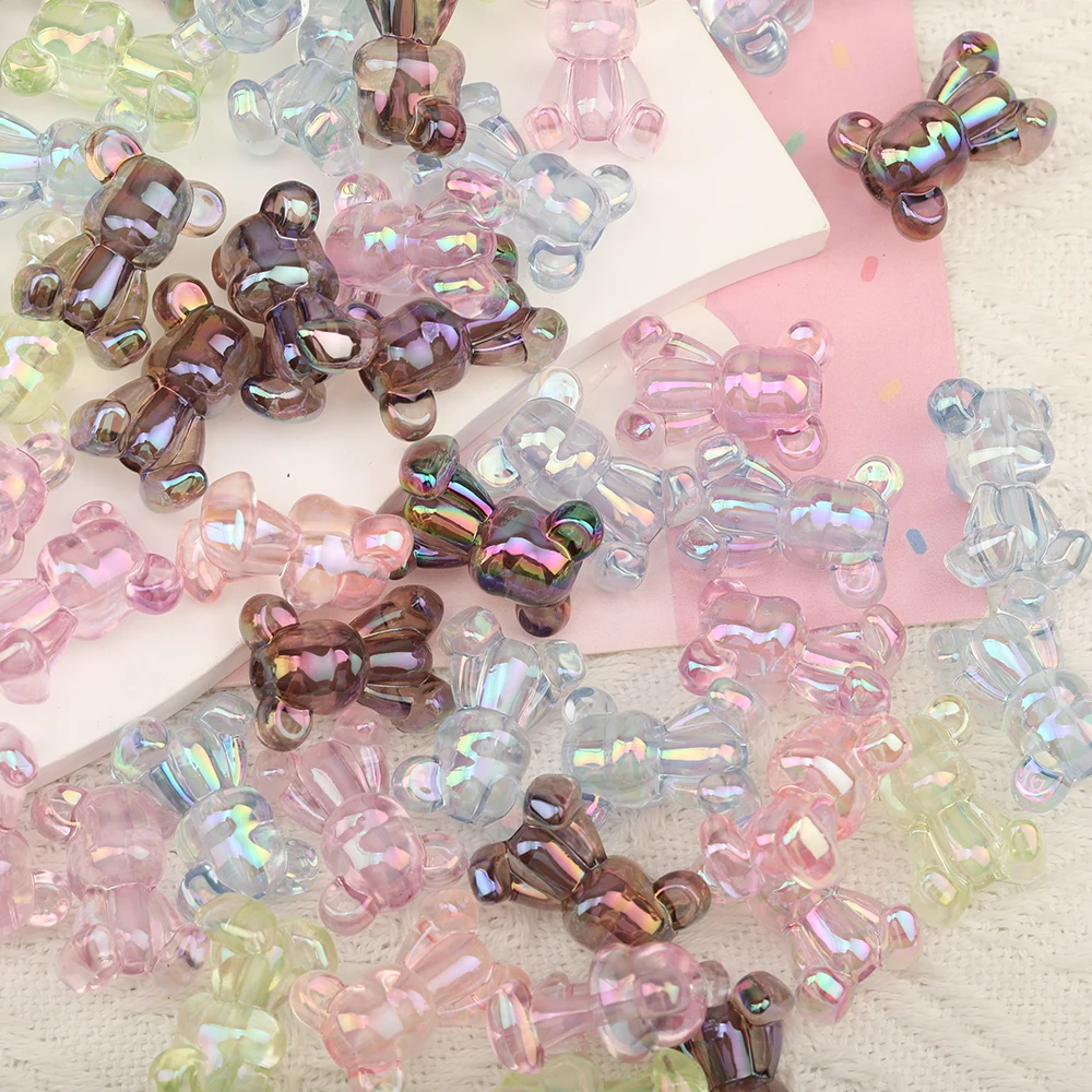 

Cordial Design 18*24MM 100Pcs Hand Made Accessories/Acrylic Beads/DIY Parts/Bear Shape/Aurora Effect/Jewelry Findings&Components