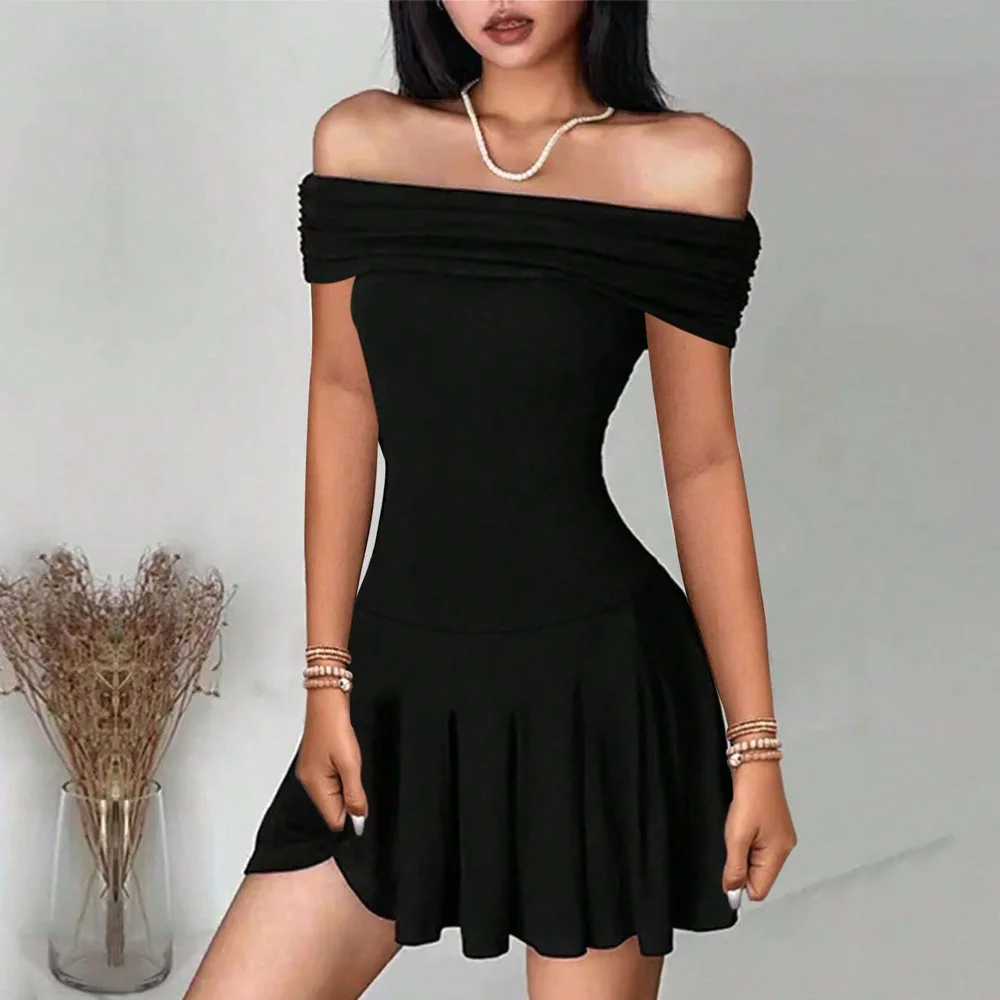 Summer New European and American Pure Desire Style Exposed Collarbone Dress with A One Neck High Waist Short Skirt
Summer New European and American Pure Desire Style Exposed Collarbone Dress with A One Neck High Waist Short Skirt