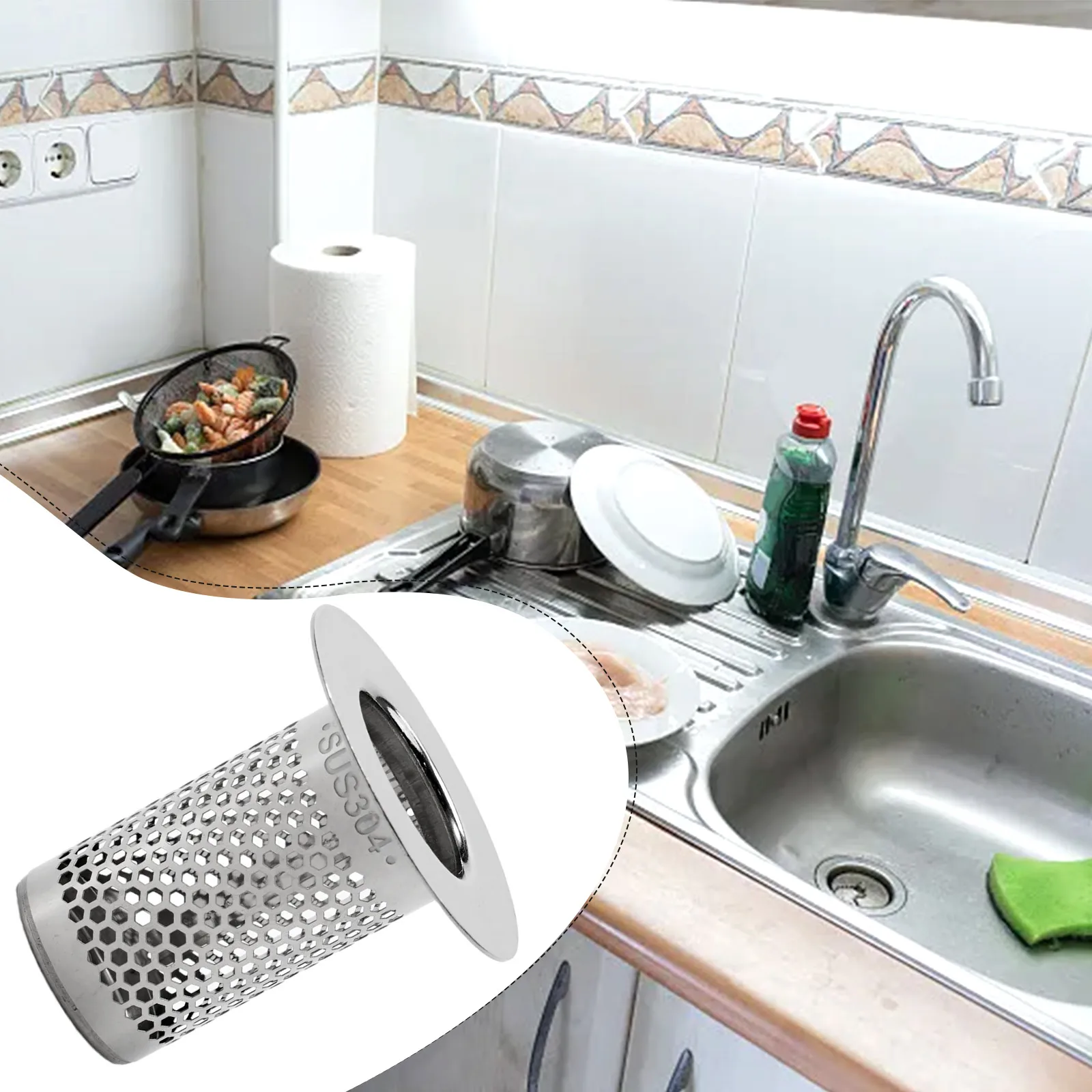 Sink Filter Drain Strainer Bathroom Stainless Steel Basket Waste Plug Hair Catcher Rust Resistant High Quality
Sink Filter Drain Strainer Bathroom Stainless Steel Basket Waste Plug Hair Catcher Rust Resistant High Quality