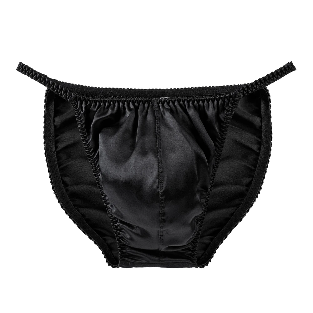 

Men's Pure Silk Sissy Panties Convex Pouch Underpants Solid Low-rise Briefs Undies Bikinis Underwear Male Panties Lingerie