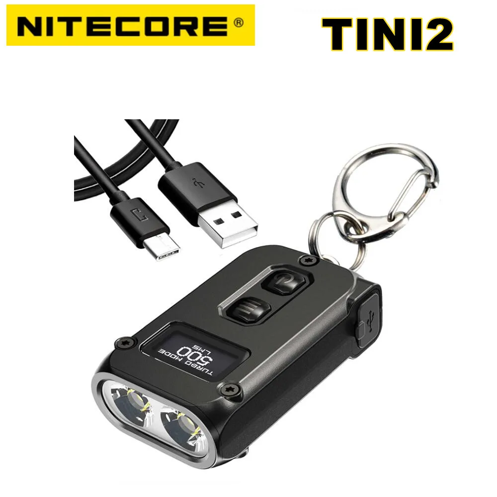 

NITECORE TINI2 Flashlight 500 Lumens OLED Smart Dual-Core Key EDC Light APC Sleep Long Standby Type-C Rechargeable Torch Lantern