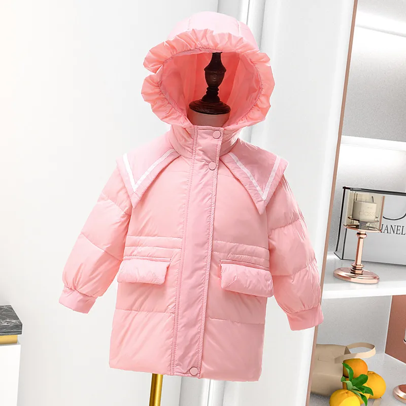 

Одежда для маленьких девочек, новинка, Осень-зима, детские модные куртки для мальчиков и девочек, мультяшное плотное теплое длинное пальто для детей, куртки, зимний костюм