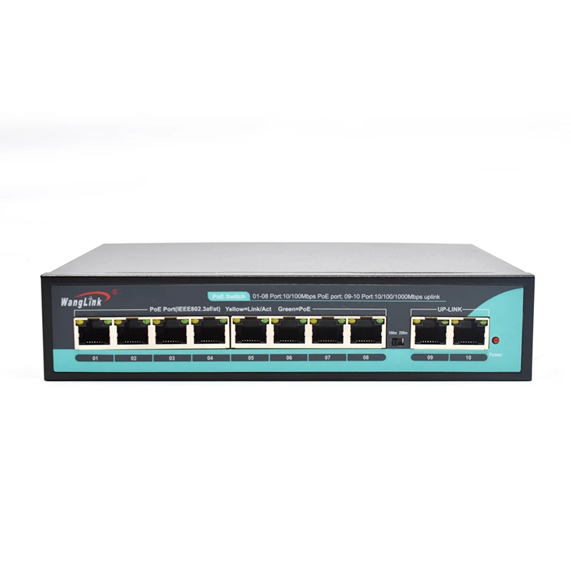 

Wanglink AI+6KV PoE switch 10/100M 8 Ports +2 1000M Uplink Ports POE Switch 10/100M for Hikvision IP Camera