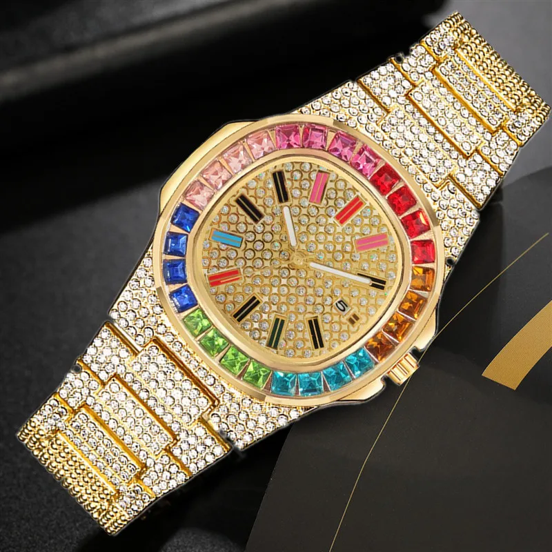 Luxury Colored Diamond Calendar Watch Men 2021 New Fashion Casual Stainless Steel Quartz Wristwatch Male Business Clock Relogio
Luxury Colored Diamond Calendar Watch Men 2021 New Fashion Casual Stainless Steel Quartz Wristwatch Male Business Clock Relogio
