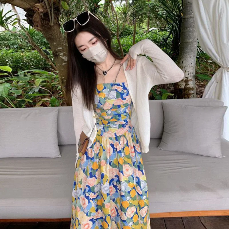 Summer Fashion Maternity Clothes Set Long Sleeve Knitted Cardigans+floral Strap Dress Twinset Pregnant Woman Holiday Dress Suits
Summer Fashion Maternity Clothes Set Long Sleeve Knitted Cardigans+floral Strap Dress Twinset Pregnant Woman Holiday Dress Suits