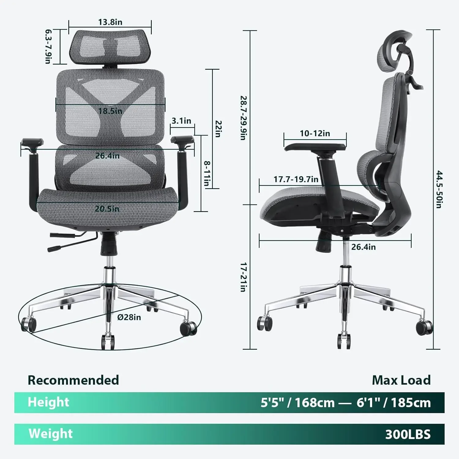 with Lumbar Support, Adjustable Seat Depth, Headrest, Armrests, Tilt Function, Mesh Executive Office Chairs for Home
with Lumbar Support, Adjustable Seat Depth, Headrest, Armrests, Tilt Function, Mesh Executive Office Chairs for Home
