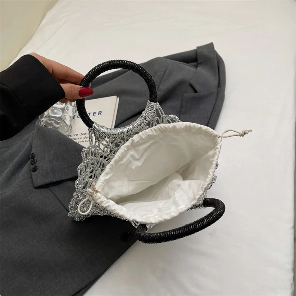 Luxury Woven Round Handle Bag - Designer Eco-Friendly Hollow-Out Handbag 29 Sc563ff9f64254e279ee5a723e8905a78J