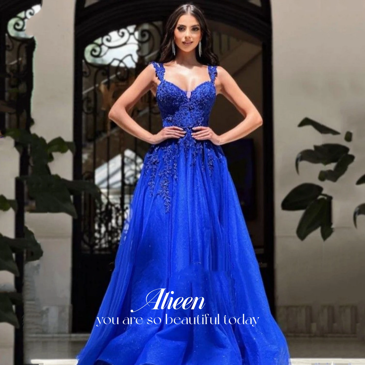 

Aileen Line A Dubai Luxury Evening Dress Party Evening Elegant Luxury Celebrity Sweetheart Dresses for Prom Dress Women Blue