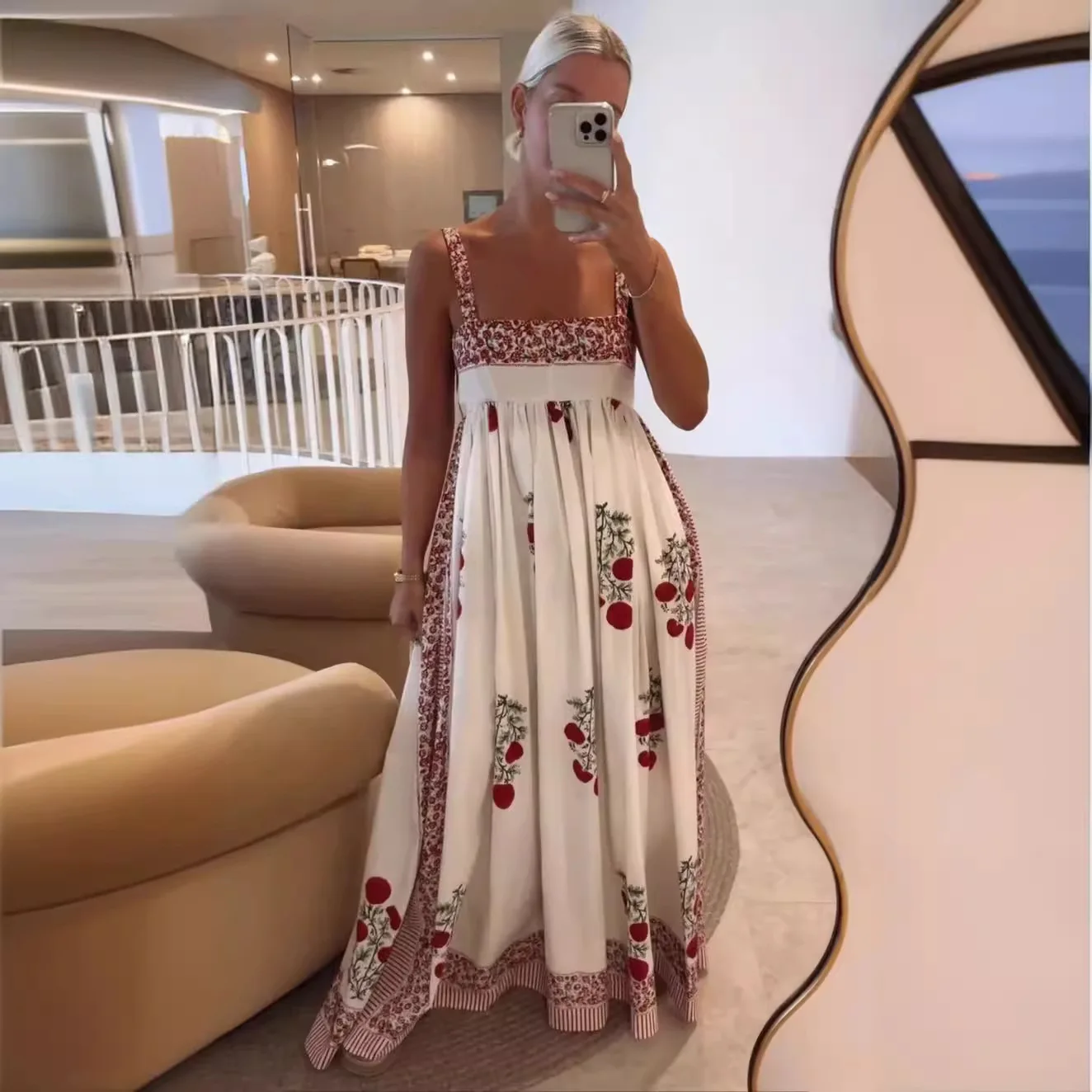 Vintage Floral Loose Long Dress Women Chic Square Neck Sleeveless Graffiti Print Lace Up Sundress Casual Vacation Vestidos
Vintage Floral Loose Long Dress Women Chic Square Neck Sleeveless Graffiti Print Lace Up Sundress Casual Vacation Vestidos