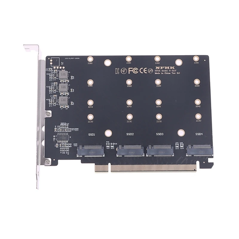 

4-портовый твердотельный накопитель M.2 NVMe NGFF для PCIe 5.0 x16, разделенная расширенная карта адаптера, преобразователь