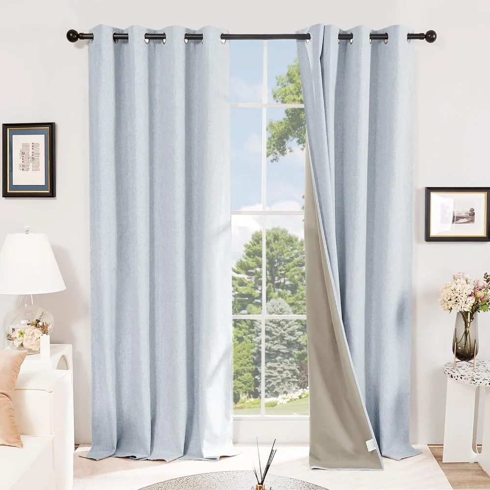 Deconovo Faux Linen Total Blackout Curtains 63 Inches Length, Light Blue, Grommet Thermal Insulated Curtain
Deconovo Faux Linen Total Blackout Curtains 63 Inches Length, Light Blue, Grommet Thermal Insulated Curtain
