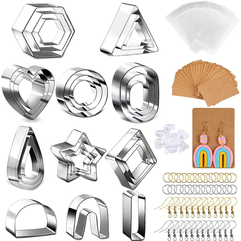 307Pcs Polymer Clay Earring Cutters Molds Tools With Earring Cards Earring Hooks Open Rings Earring Backs
307Pcs Polymer Clay Earring Cutters Molds Tools With Earring Cards Earring Hooks Open Rings Earring Backs