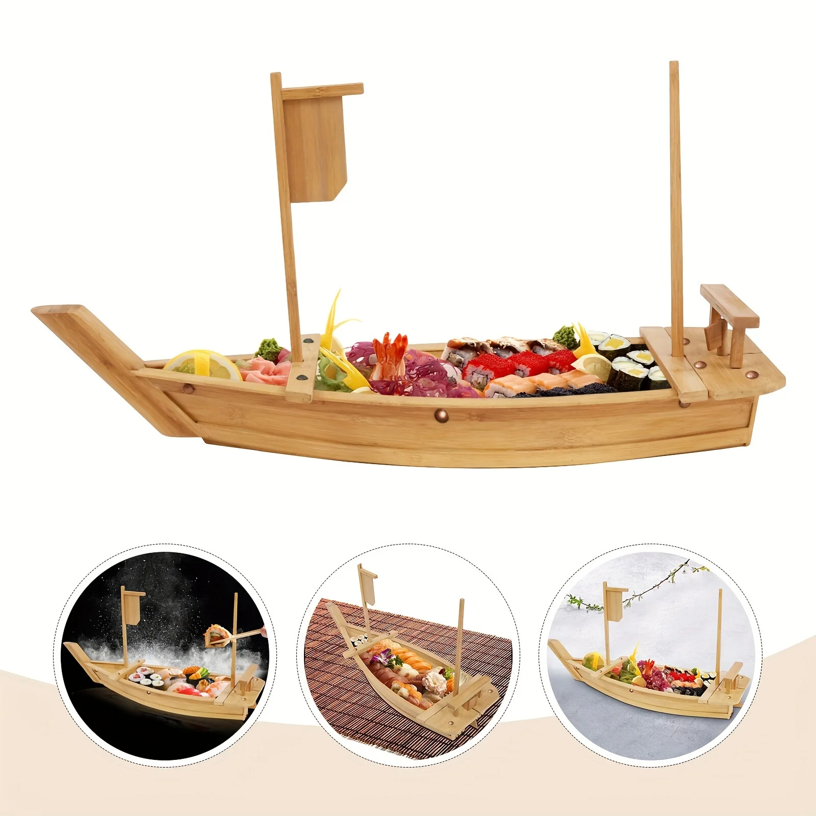 

Sushi Boat Serving Fruit Tray Extra Large Sushi Plates Sushi Boat Serving Plate Wooden bowl Wall covering brass panels Bamboo pl
