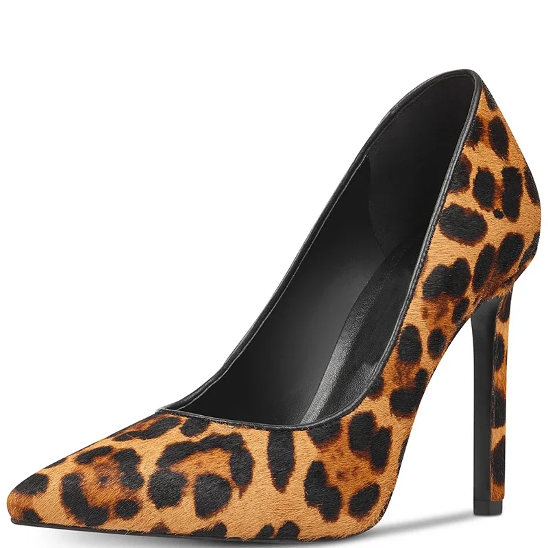 

Туфли-лодочки женские на шпильке, заостренный носок, высокий тонкий каблук, без застежки, офисная обувь для взрослых, цвет коричневый Леопардовый, большие размеры 11 16, лето