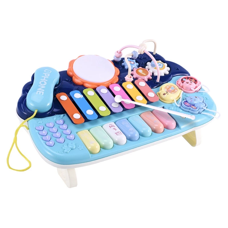 

Детские музыкальные игрушки-Многофункциональные игрушки Детский барабанный набор с бусинами для телефона лабиринт снаряжение ксилофон пианино электронные обучающие игрушки