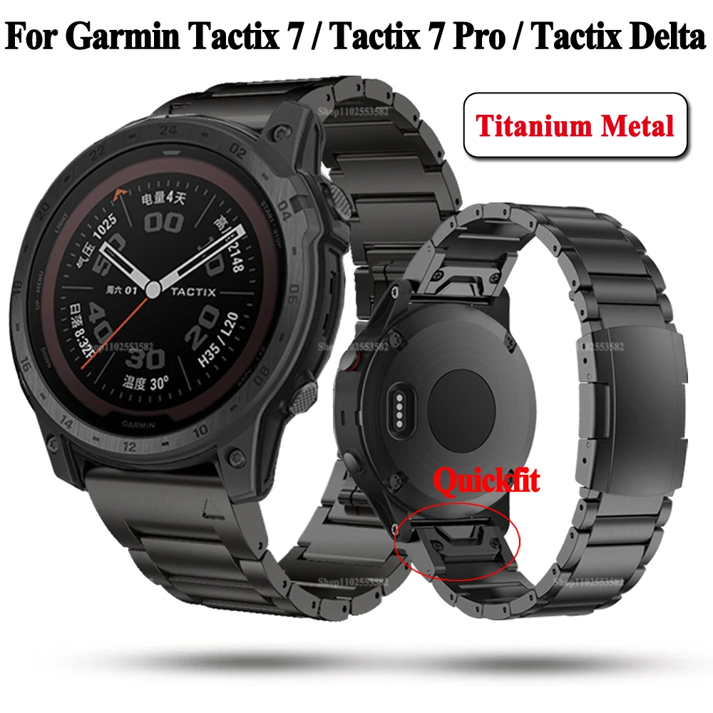 

Titanium Metal Strap For Garmin Tactix 7 Pro Epix 2 Fenix 7X 7 6X 6 Pro 5 5X Plus MK2 MK1 Quickfit 22mm 26mm Watch Band Bracelet