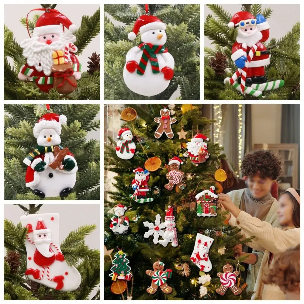 

Soft Clay Christmas Hanging Pendants Candy House Lollipop Cartoon Gingerbread Man Drop Ornaments Party Supplies Festival Favors