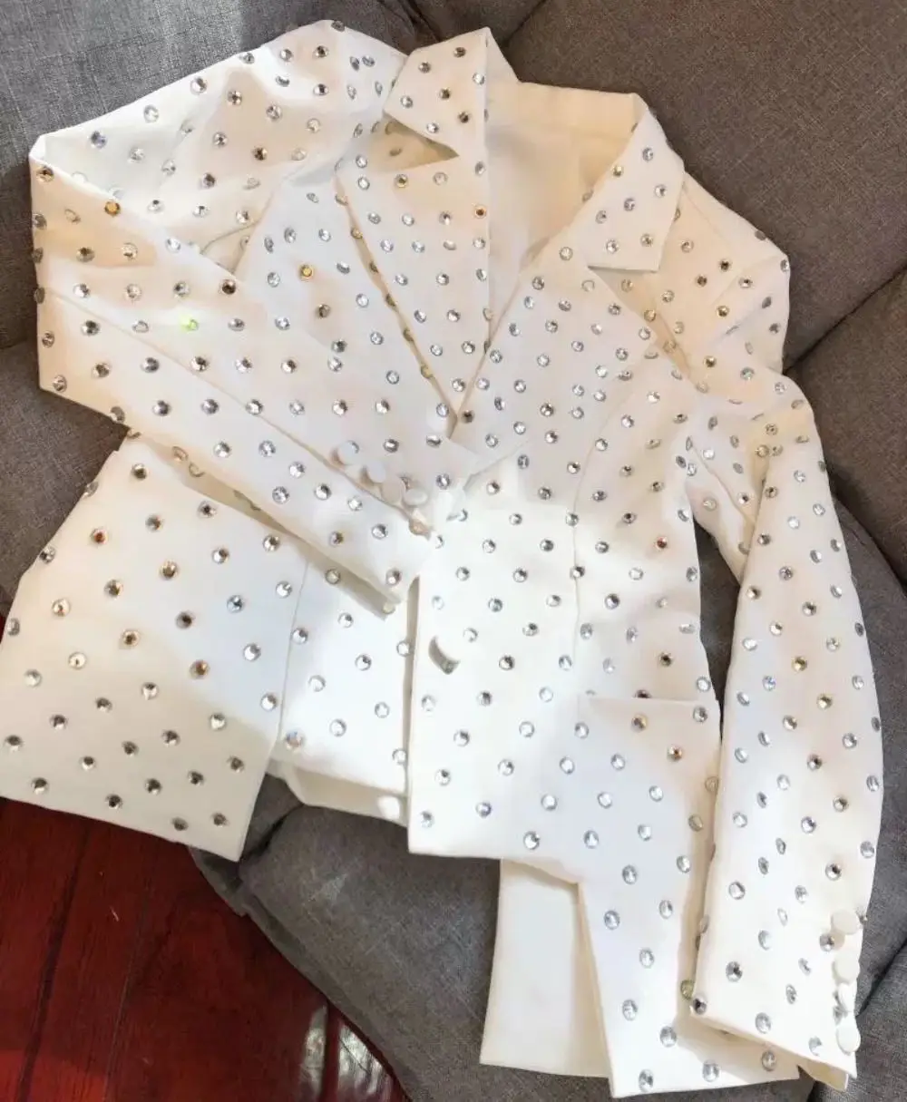 2023 Autumn New Full Body Large Grain Rhinestone Slim White Black Suit Blazer Jacket Female Eleggant Socialite Slim Fit Suit Coa
2023 Autumn New Full Body Large Grain Rhinestone Slim White Black Suit Blazer Jacket Female Eleggant Socialite Slim Fit Suit Coa