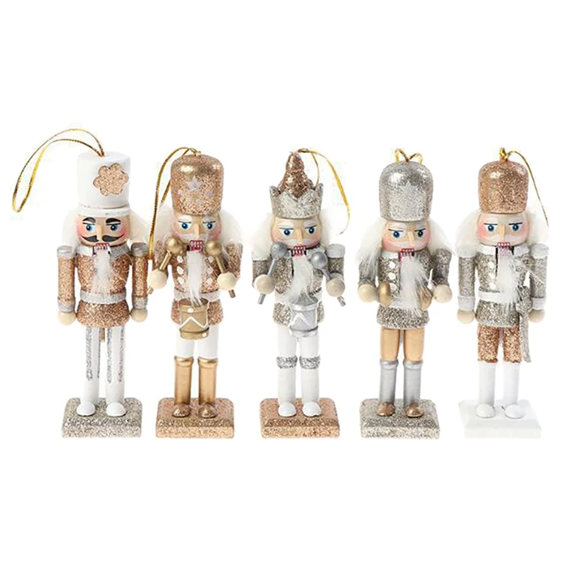 

1Set12cm Wooden Nutcracker Puppet Creative Desktop Decoration Christmas Ornaments Drawing Walnuts Soldiers Band Dolls