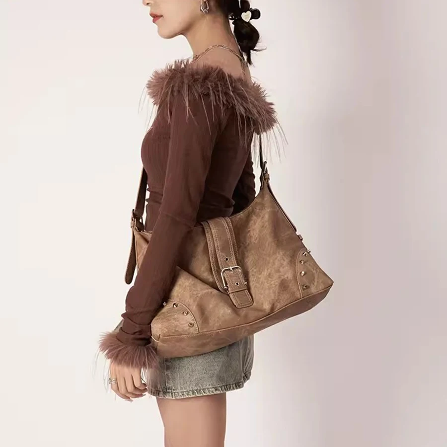 

Модная женская сумка-тоут для поездок, нишевая сумка через плечо с широким ремнем, Дамская вместительная сумочка на ремне через плечо
