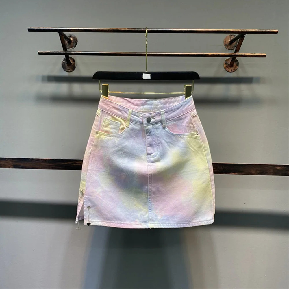 Women Tie Dye Pink Mini Skirt Female Sexy High Waist Gradient Rainbow Skirts Street Casual Korean Ladies Party Club Short Skirts
Women Tie Dye Pink Mini Skirt Female Sexy High Waist Gradient Rainbow Skirts Street Casual Korean Ladies Party Club Short Skirts