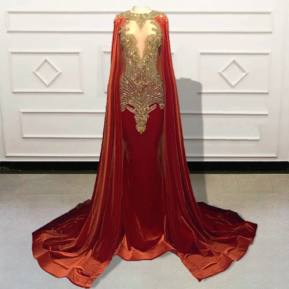 Glitter Beaded Crystal Mermaid Long Prom Dresses with Cape 2023 Women Red Formal Occasion Evening Gowns for Graduation Party
Glitter Beaded Crystal Mermaid Long Prom Dresses with Cape 2023 Women Red Formal Occasion Evening Gowns for Graduation Party