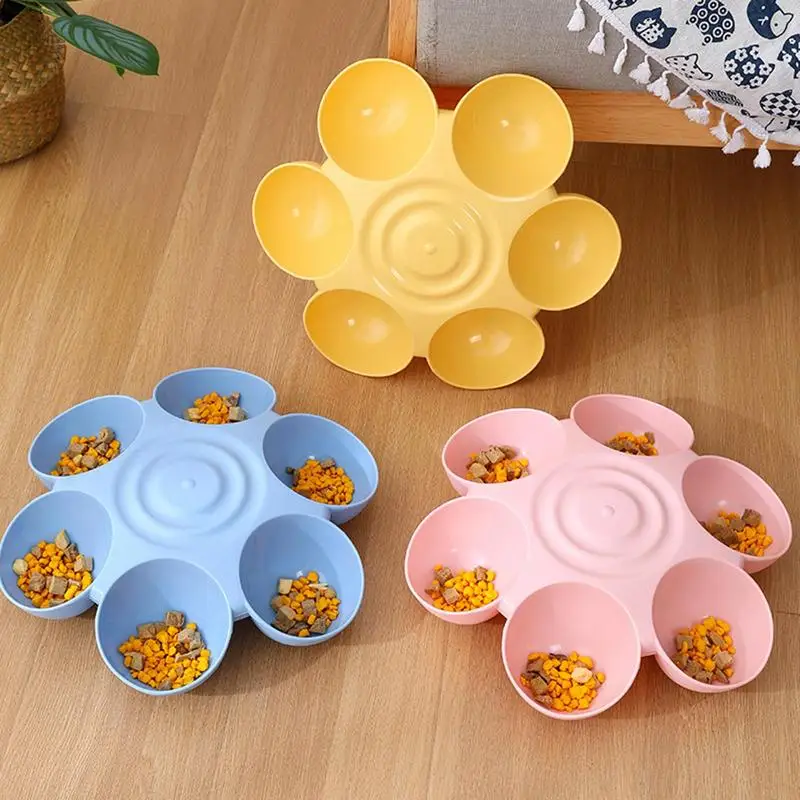 

Flower Shaped Pet Bowl 6-Meal Kitten Food Dish Flower Shape Multi-functional Pet Feeding Bowl For Indoor Cats Multiple Cats