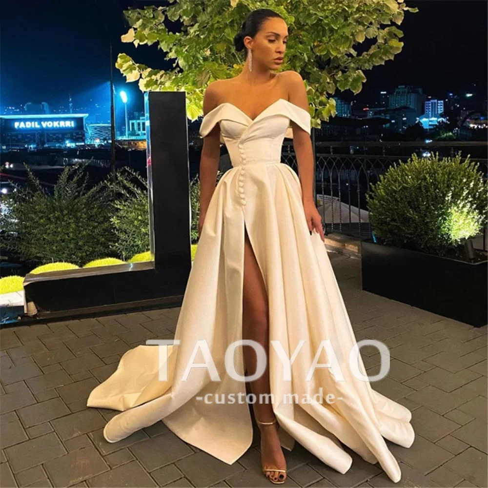 Off The Shoulder A-line Prom Dress Spring 2024 Satin Off the shoulder High Slit Long Evening Gown Formal Vestidos De Gala
Off The Shoulder A-line Prom Dress Spring 2024 Satin Off the shoulder High Slit Long Evening Gown Formal Vestidos De Gala