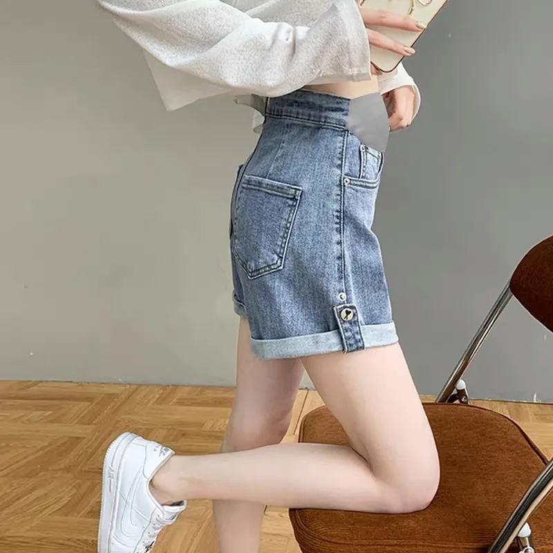 

maternity Clothes for pregnant women high waist denim shorts summer New pregnancy pants woman women's clothing 2023 grossesse