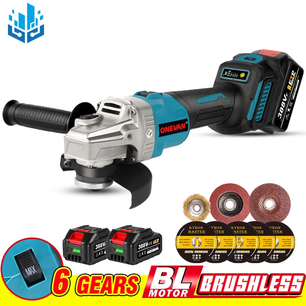 Brushless Angle Grinder 125MM M14 2000W 6-speed Adjustable Hand-held Polishing Cutting Machine.For Makita 18V Battery Tool
Brushless Angle Grinder 125MM M14 2000W 6-speed Adjustable Hand-held Polishing Cutting Machine.For Makita 18V Battery Tool