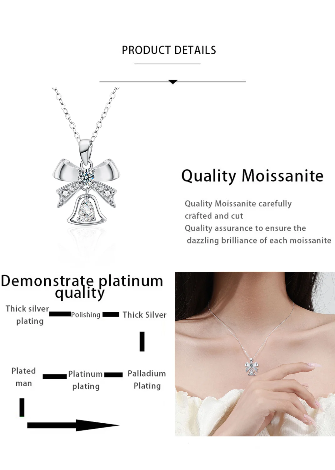 Original 925 Sterling Silver Bow Bell Pendant Christmas Ornament Necklace 0.5Carat Pear Cut Moissanite Clavicle Chain for Women 7 Mallzona Sc584548e030c45e19b8b8808442eaef7U Original 925 Sterling Silver Bow Bell Pendant Christmas Ornament Necklace 0.5Carat Pear Cut Moissanite Clavicle Chain for Women Mallzona