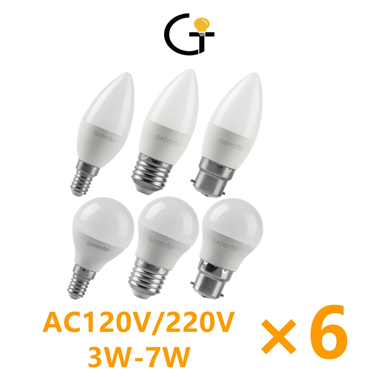 

6PCS LED bulbs Energy-efficient AC230V AC110V G45 C37 E14 E27 B22 3W 5W 6W 7W Led Golf Bulb Lamp For Home Decoration