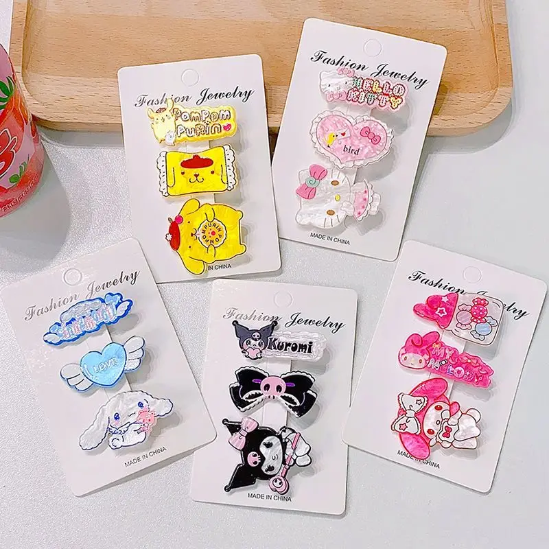 Hello Kitty Cinnamoroll Sanrio Anime Kawaii Hair Clip Three Piece Set Girl Heart My Melody Cute Hair Accessories Toys for Kids
Hello Kitty Cinnamoroll Sanrio Anime Kawaii Hair Clip Three Piece Set Girl Heart My Melody Cute Hair Accessories Toys for Kids