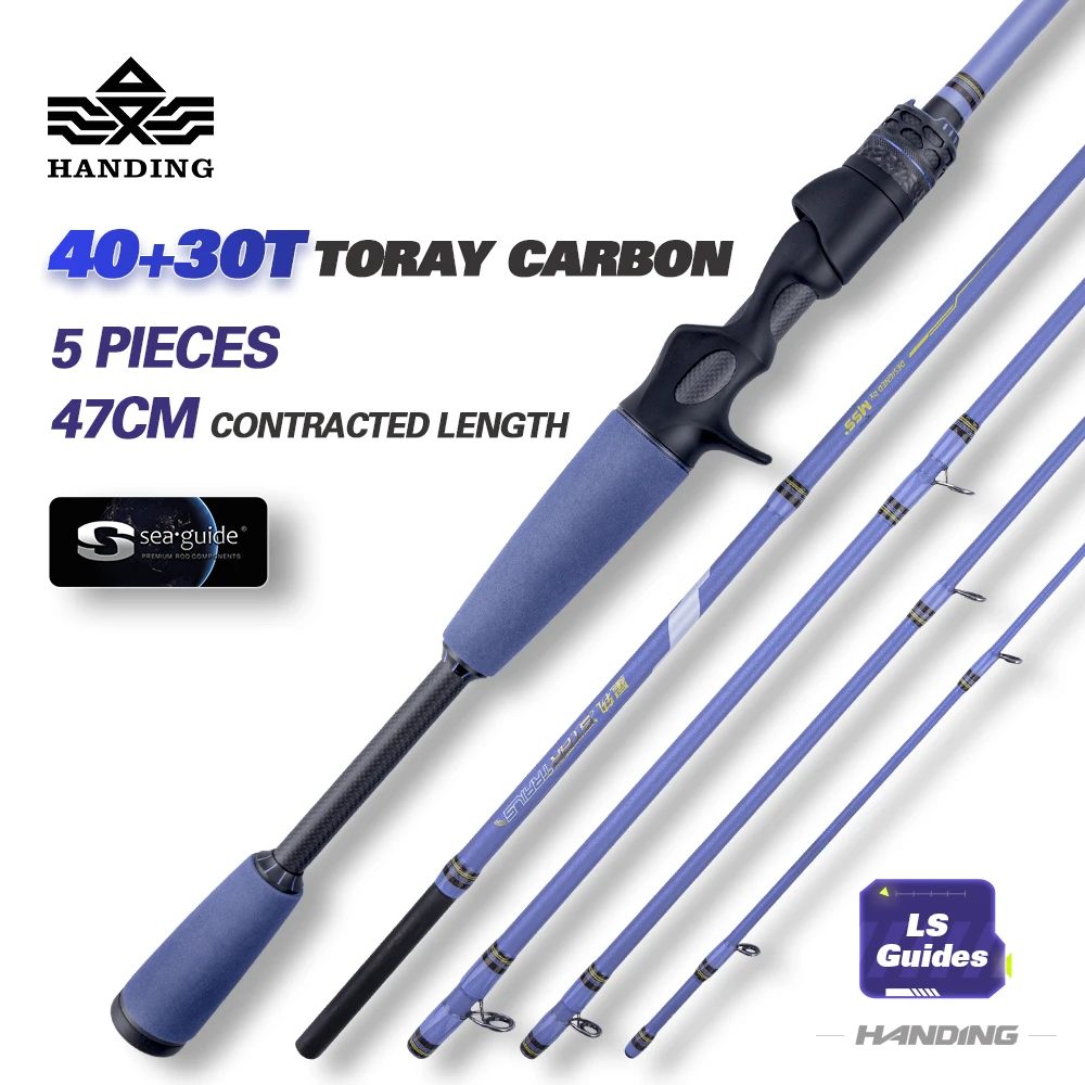 

HANDING Portable Fishing Rod Star Trails 5 Section 40Ton Full Carbon Fiber SEAGUIDE LS Guides Spinning Rod and Casting Rod