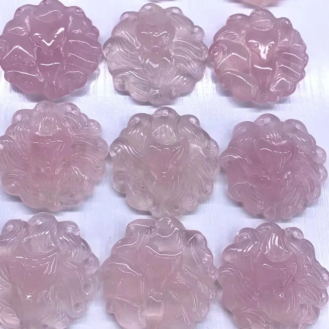 1 Pc Fengbaowu Natural Stone Rose Quartz Nine-Tailed Fox Pendant Crystal Carved Animal Figurine Gift Fashion Jewelry For Women
1 Pc Fengbaowu Natural Stone Rose Quartz Nine-Tailed Fox Pendant Crystal Carved Animal Figurine Gift Fashion Jewelry For Women