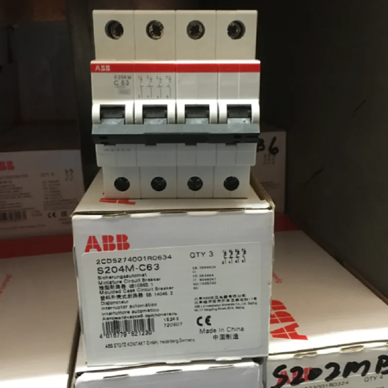 

ABB Miniature Circuit Breaker S200-M series C type 4P S204M-C1 S204M-C6 S204M-C10 S204M-C16 S204M-C20 S204M-C32 S204M-C63