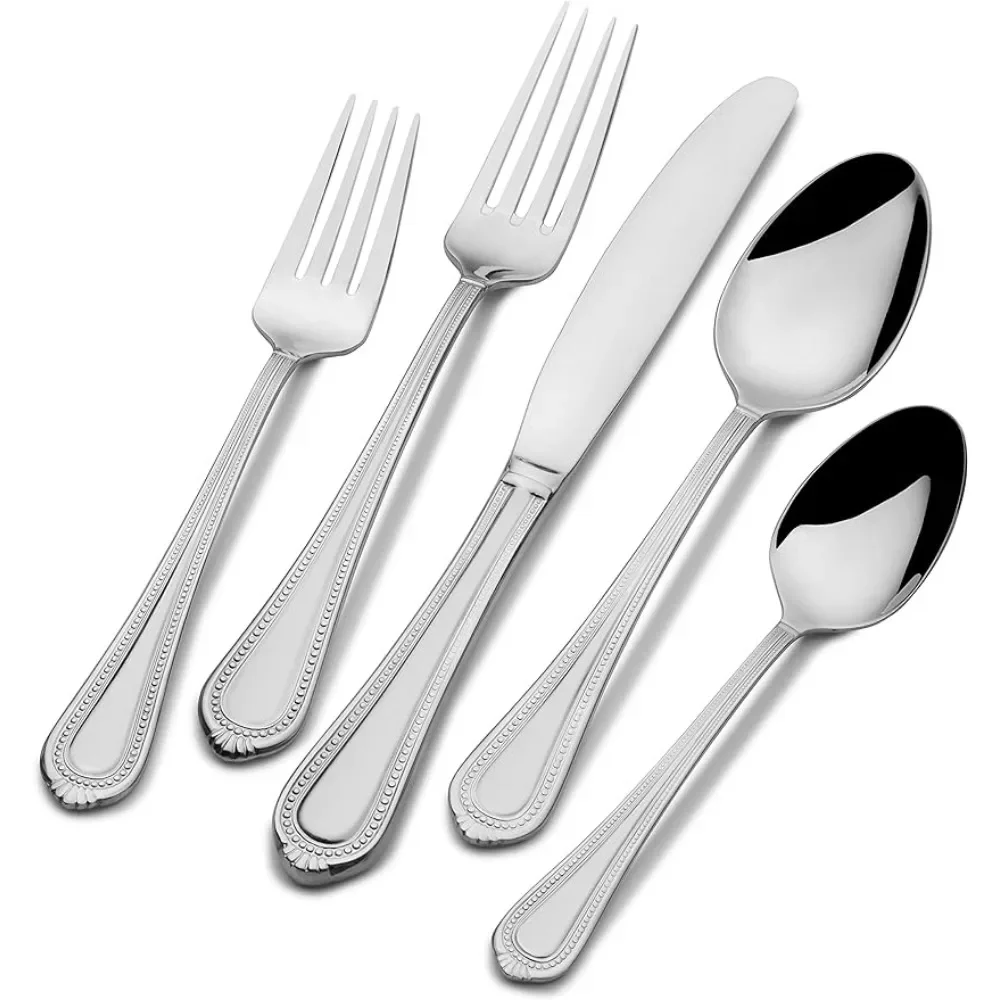 

Stainless steel tableware set 65 Piece Silverware Set,Polished Mirror Cutlery sets,Service for 12 with Serving Set Spoon