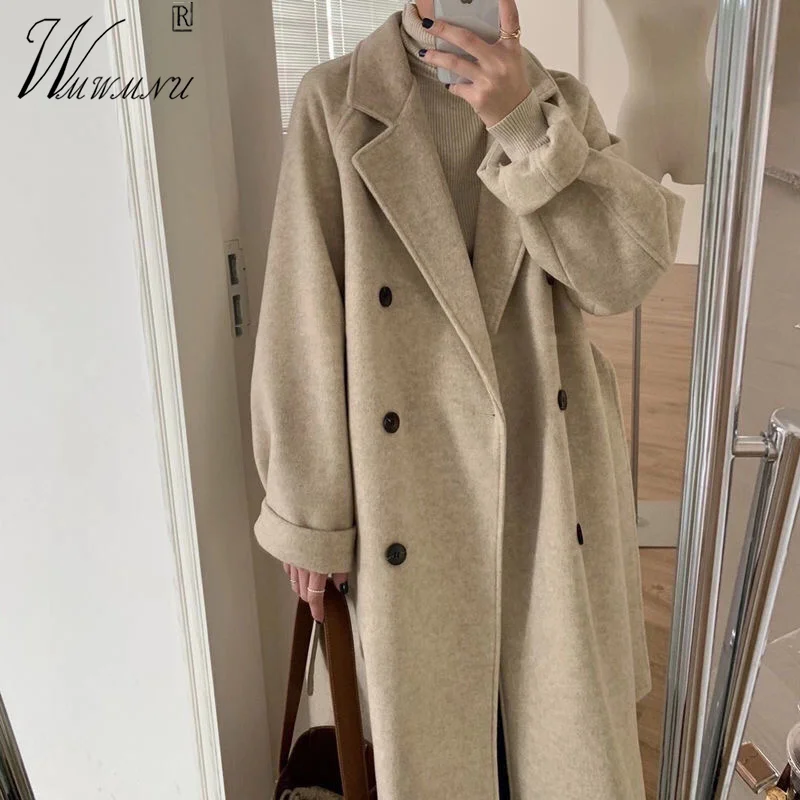 Winter Thicken Wool & Blends Coats Women Korean Fashion Double-Breasted Long Overcoat Oversize 3xl Warm Elegant Woolen Jackets
Winter Thicken Wool & Blends Coats Women Korean Fashion Double-Breasted Long Overcoat Oversize 3xl Warm Elegant Woolen Jackets