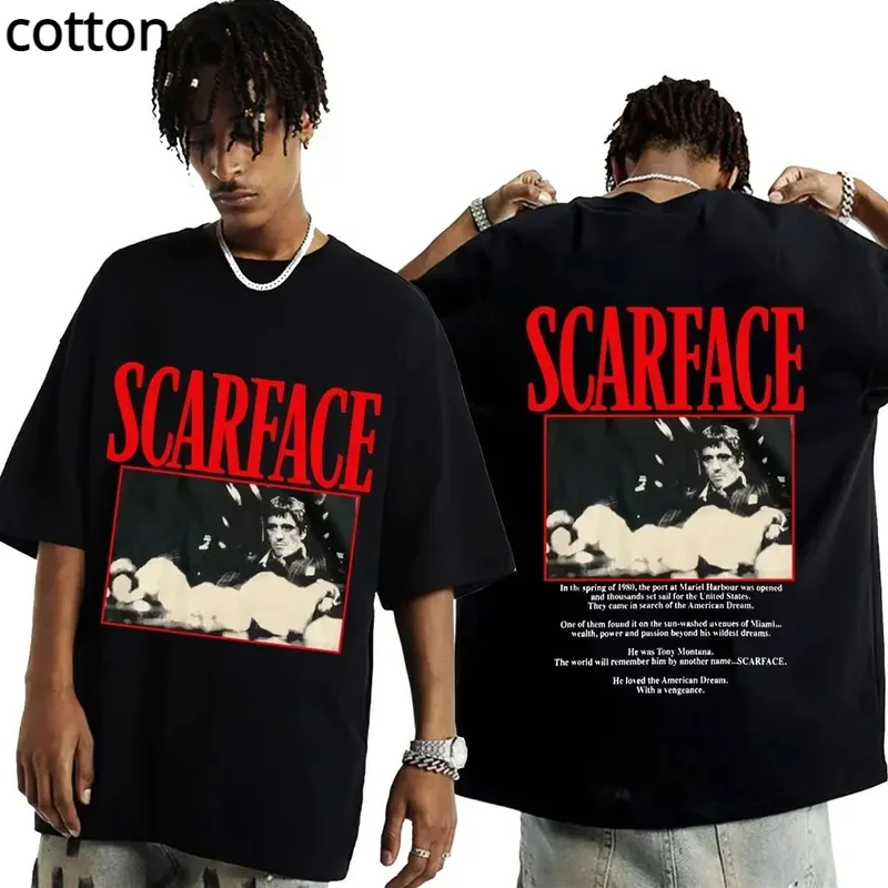 

Movie Scarface Tony Montana Graphics T-shirt Male Hip Hop Fashion Rock Clothing T Shirts Men's Vintage Oversized T Shirt Unisex