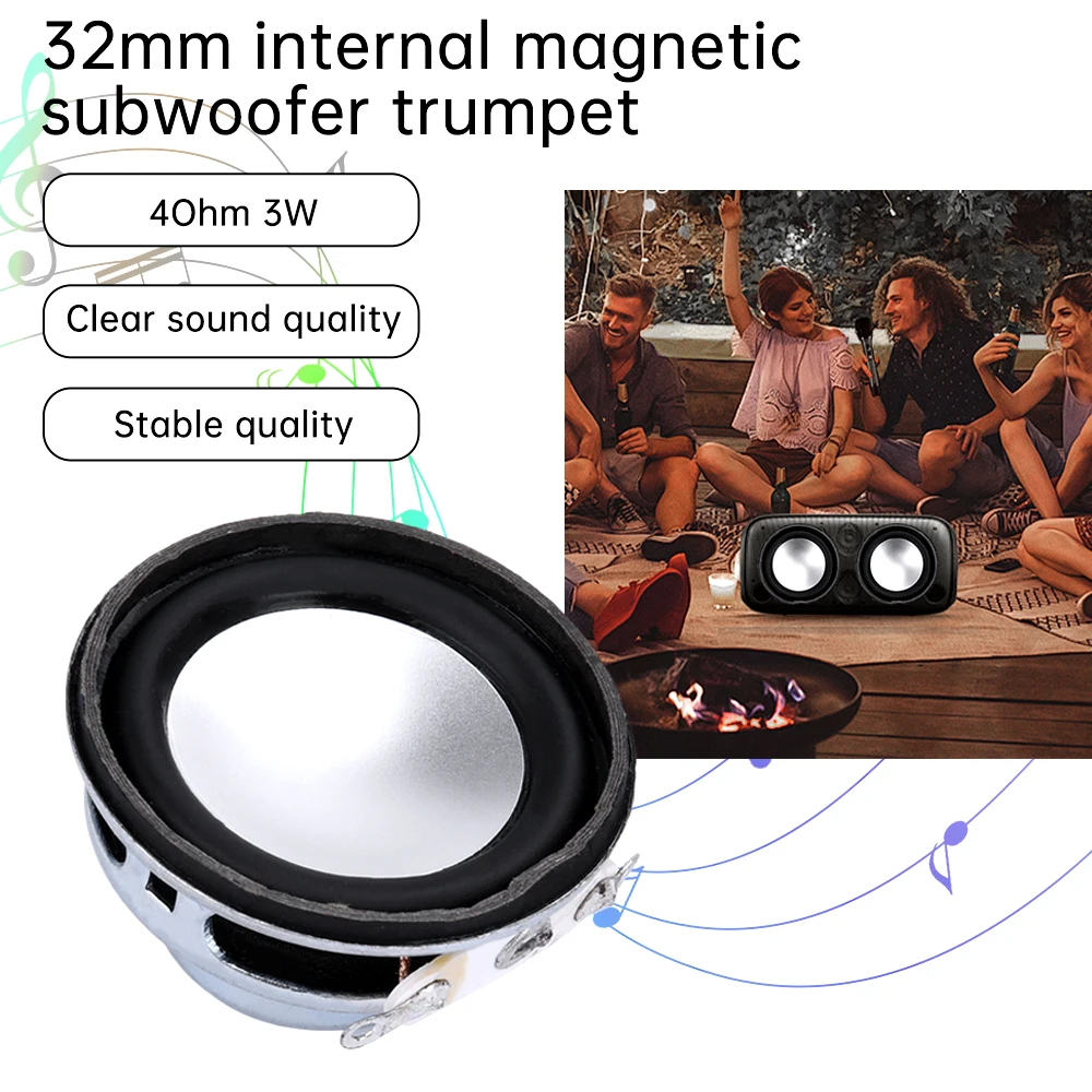

32mm Inner Magnetic Speaker 4ω 3W Full Frequency Subwoofer Horn Mini Audio Speaker For Walkie Talkies Bluetooth Speakers