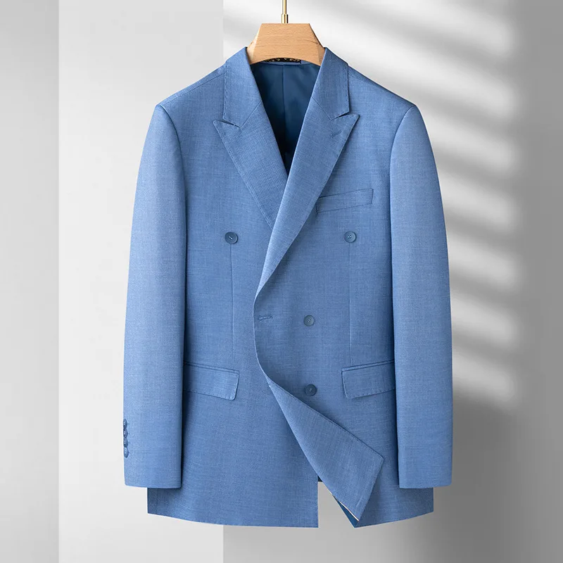 

Мужской двубортный пиджак в полоску, приталенный пиджак для отдыха, в европейском стиле, 89 костюмов, 5849