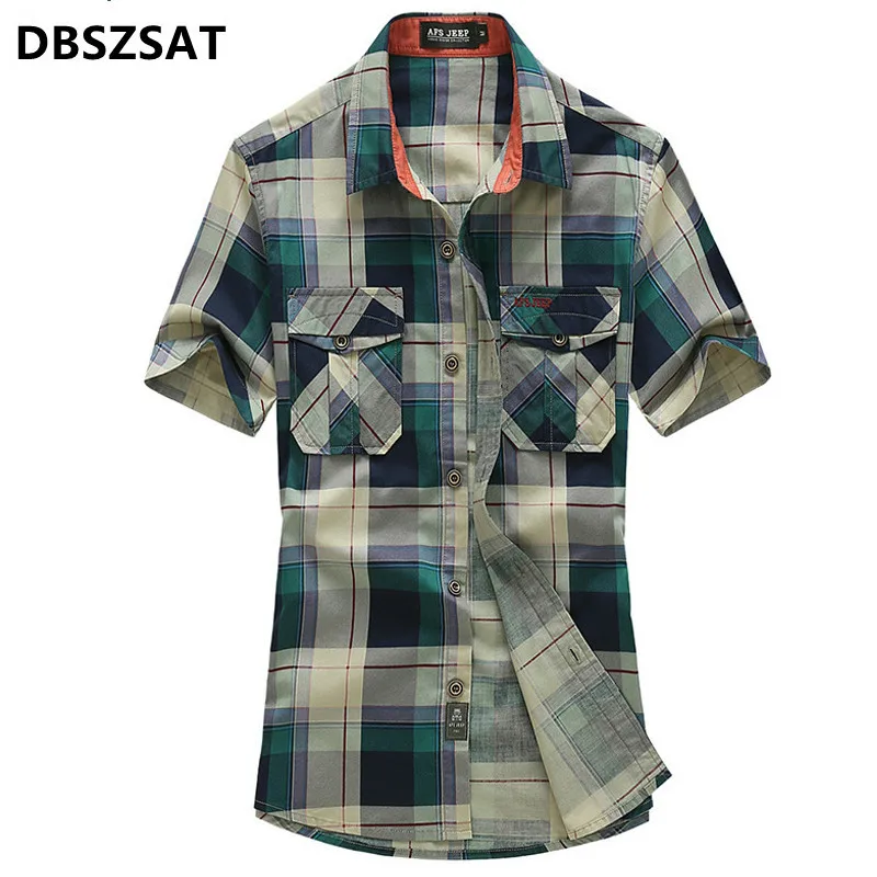 Brand Plaid Cotton Shirt Men Casual Short Sleeve Army Military Loose Breathable Mens Shirts Plus Size S-4XL Camisa masculina
Brand Plaid Cotton Shirt Men Casual Short Sleeve Army Military Loose Breathable Mens Shirts Plus Size S-4XL Camisa masculina