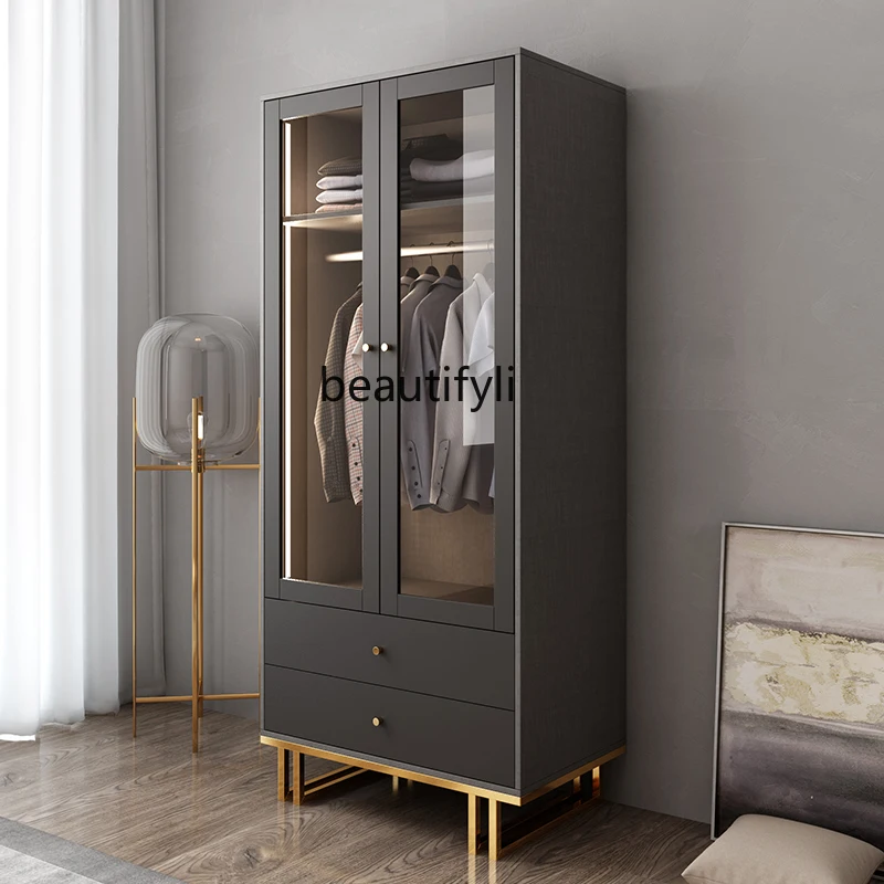 HJ Wardrobe with Lights Two Doors Simple Nordic Simple Modern Storage Assembled Economical Wardrobe
HJ Wardrobe with Lights Two Doors Simple Nordic Simple Modern Storage Assembled Economical Wardrobe
