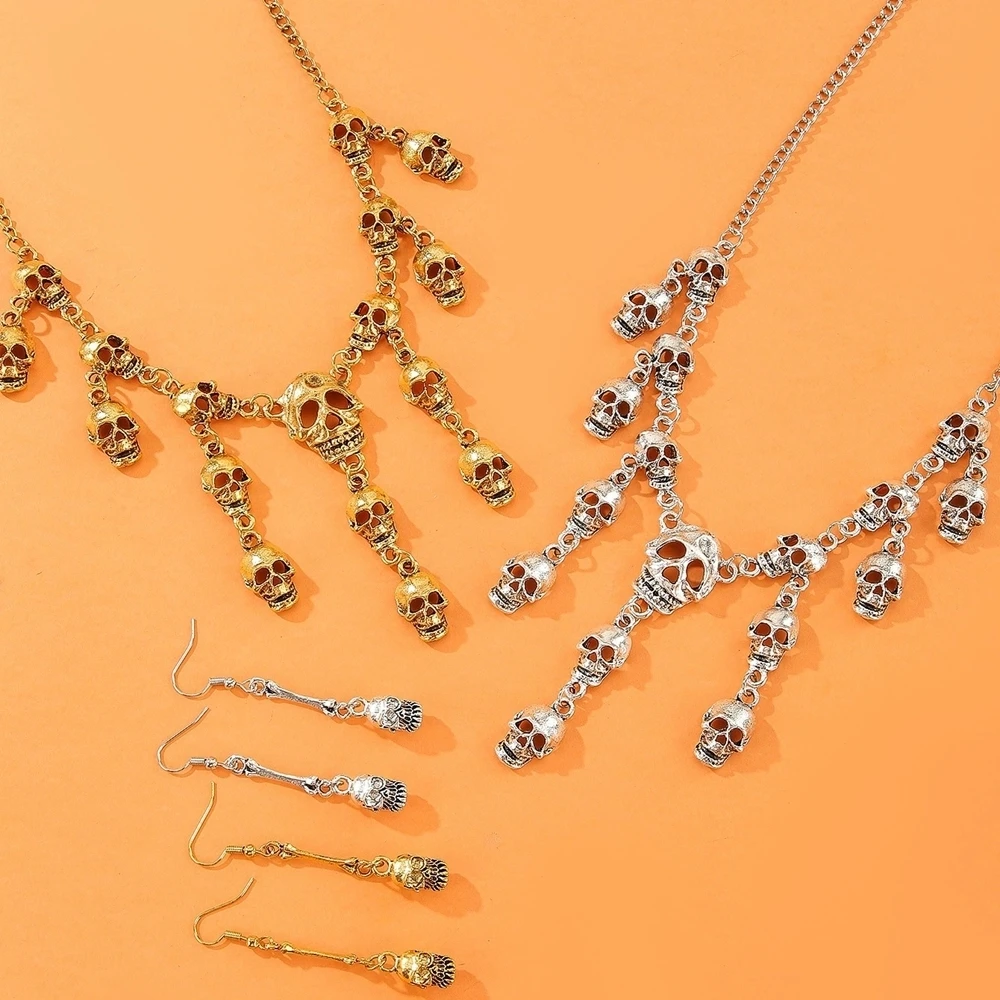 New Halloween Jewelry Punk Vintage Metal Skull Necklace Earrings Set Women's Party Accessories 2 Mallzona Sc5a1aba90c394a65902a815cab4c6dec9 New Halloween Jewelry Punk Vintage Metal Skull Necklace Earrings Set Women's Party Accessories Mallzona