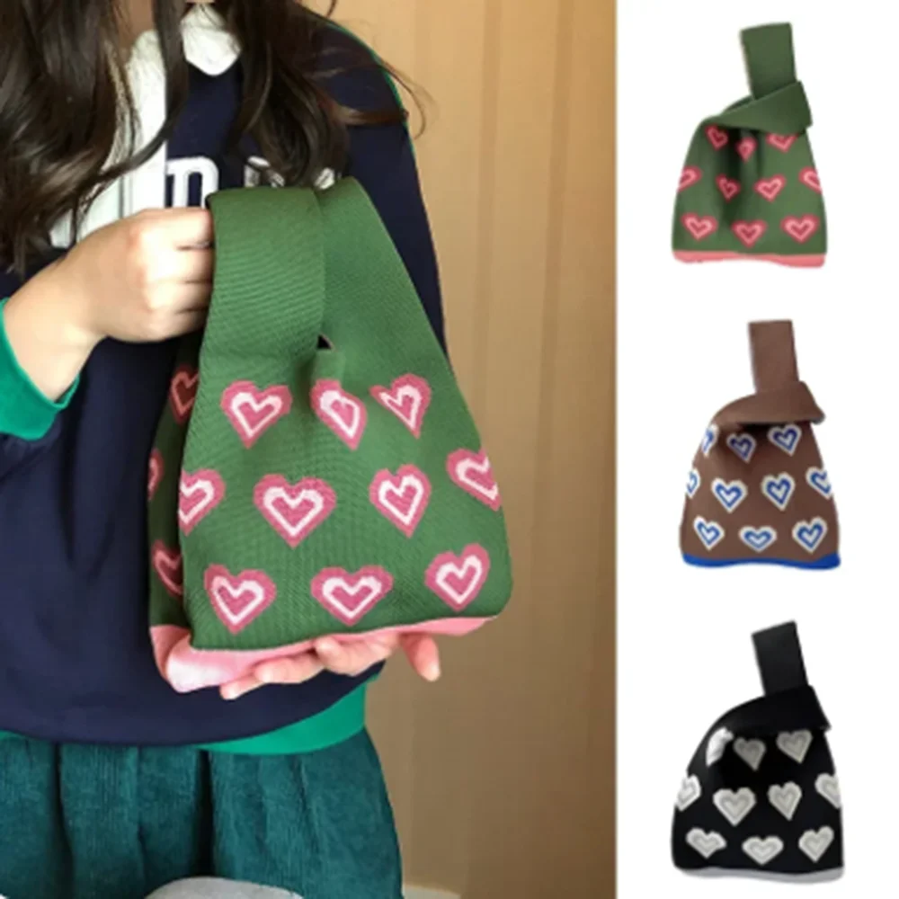 Women Korean Niche Design Love Heart Tote Bag Mini Girls Handmade Knot Wrist Bag Reusable Love Knitted Handbag Shopping Bags
Women Korean Niche Design Love Heart Tote Bag Mini Girls Handmade Knot Wrist Bag Reusable Love Knitted Handbag Shopping Bags