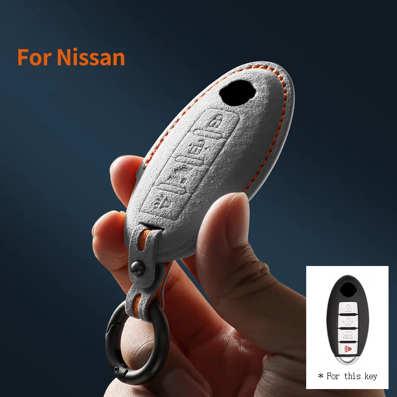 

Car Remote Key Case Cover Shell Keychain for Nissan Sentra Leaf Rogue Sunny Versa Patrol X-Trail GT-R for Nissan Suede Key Fob
